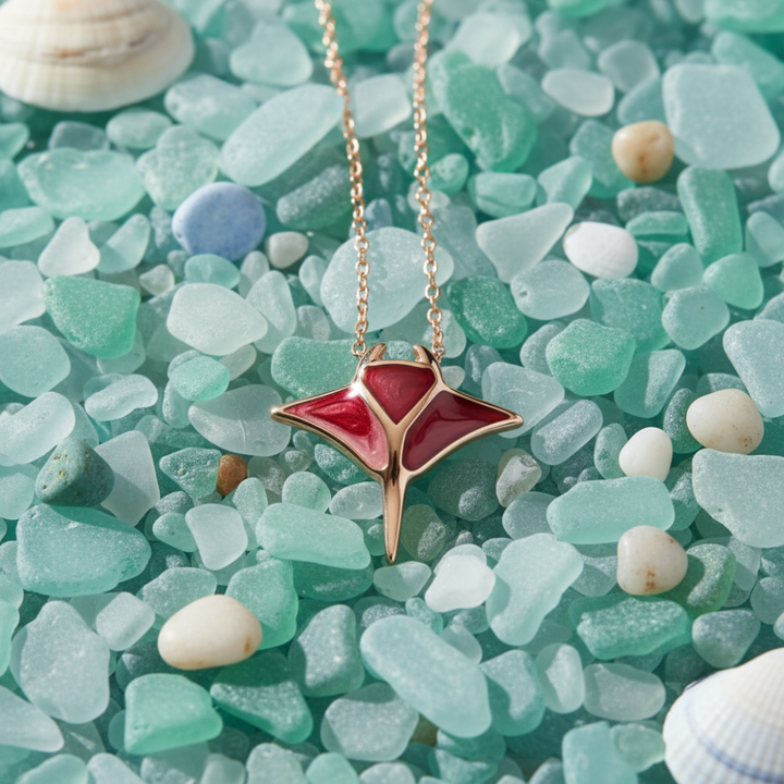 🌊 Manta Ray Ketting – Elegante Oceaan Vibe