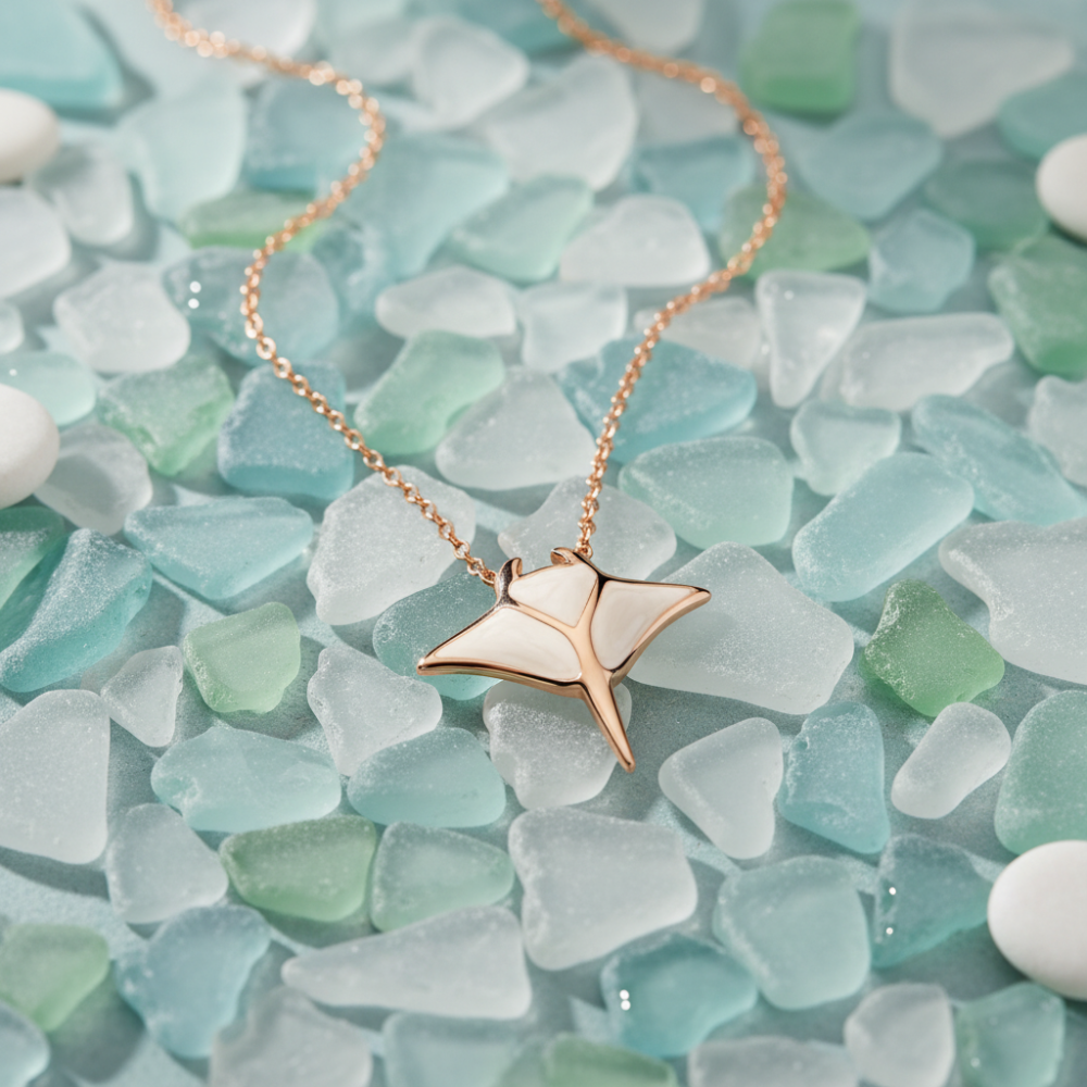 🌊 Manta Ray Ketting – Elegante Oceaan Vibe