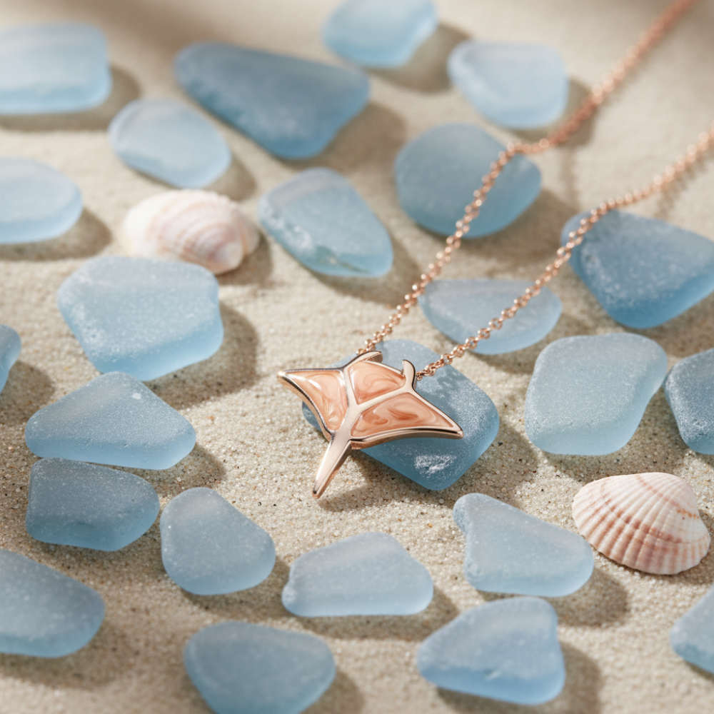 🌊 Manta Ray Ketting – Elegante Oceaan Vibe