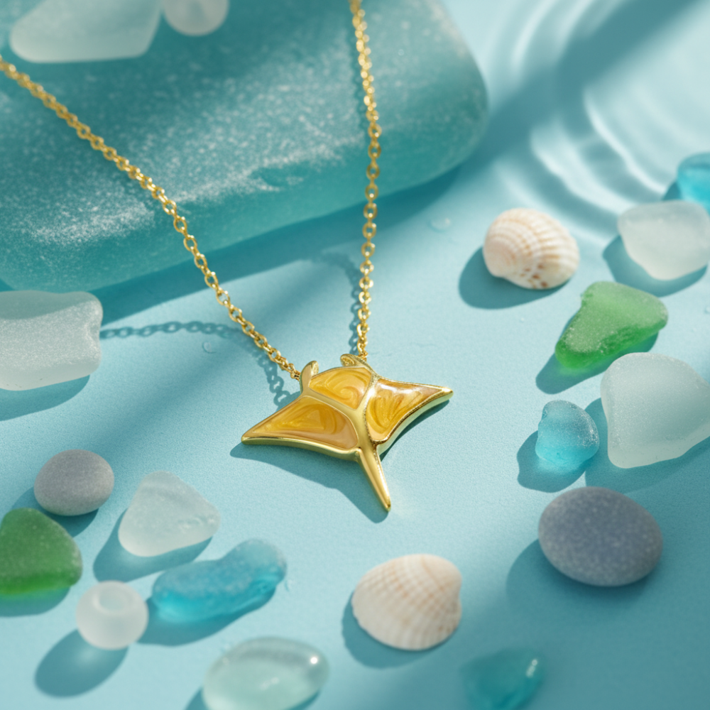 🌊 Manta Ray Ketting – Elegante Oceaan Vibe