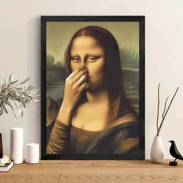 Mona Lisa met een Knipoog – Humoristische Poster