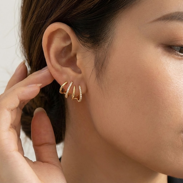Elegante Gouden Triple Hoop Oorbellen – Tijdloos & Stijlvol