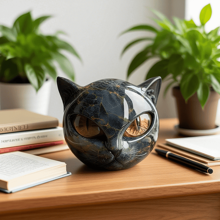 Mystica™ Kattenbeeld – Mystiek Design met Marmerlook