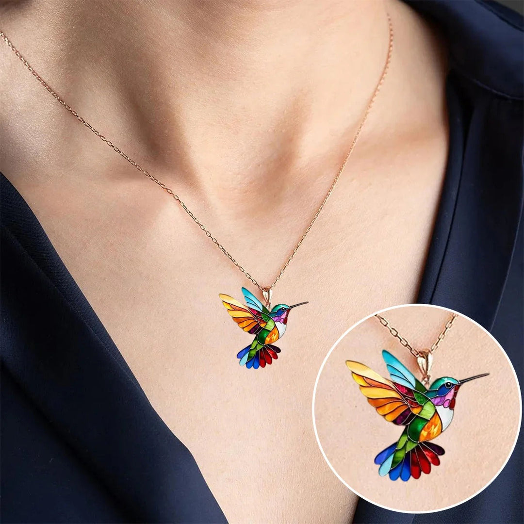 Regenboogkolibrie Sieradenset (Ketting + Oorbellen)