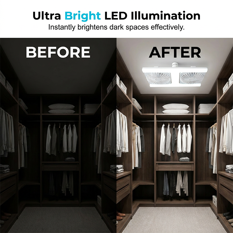 Plafondventilator met dubbele kop en LED-verlichting – modern design met afstandsbediening voor de woonkamer en de slaapkamer