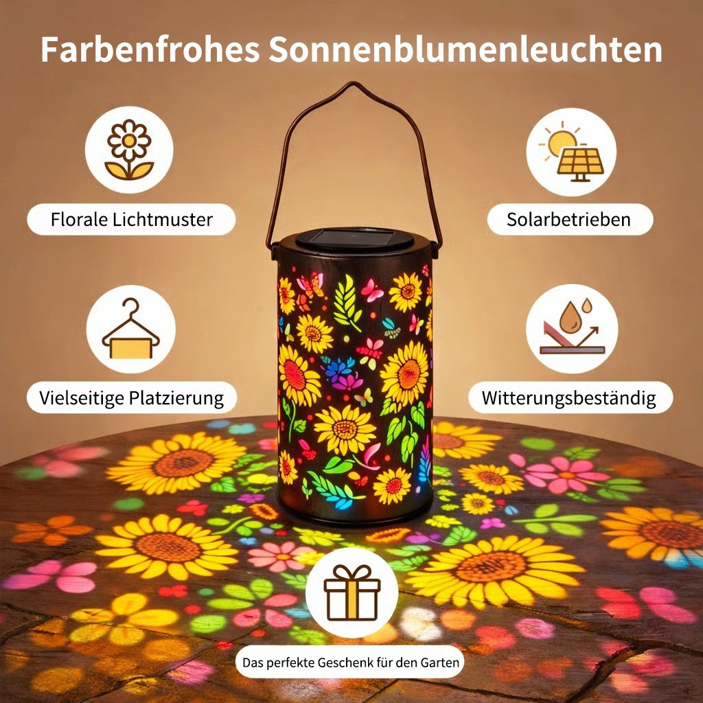 Zonnebloem Solar Lantaarn – Kleurrijk Tuinlicht met Sfeervol Projectiepatroon 🌻