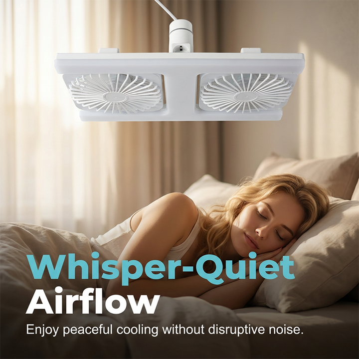 Plafondventilator met dubbele kop en LED-verlichting – modern design met afstandsbediening voor de woonkamer en de slaapkamer