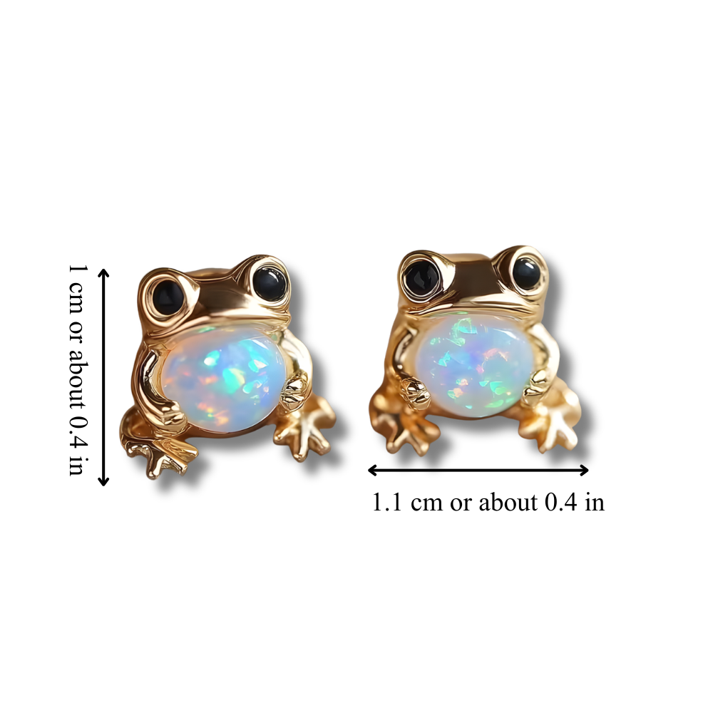 🐸 Frog Opal Oorbellen – Speels & Elegant
