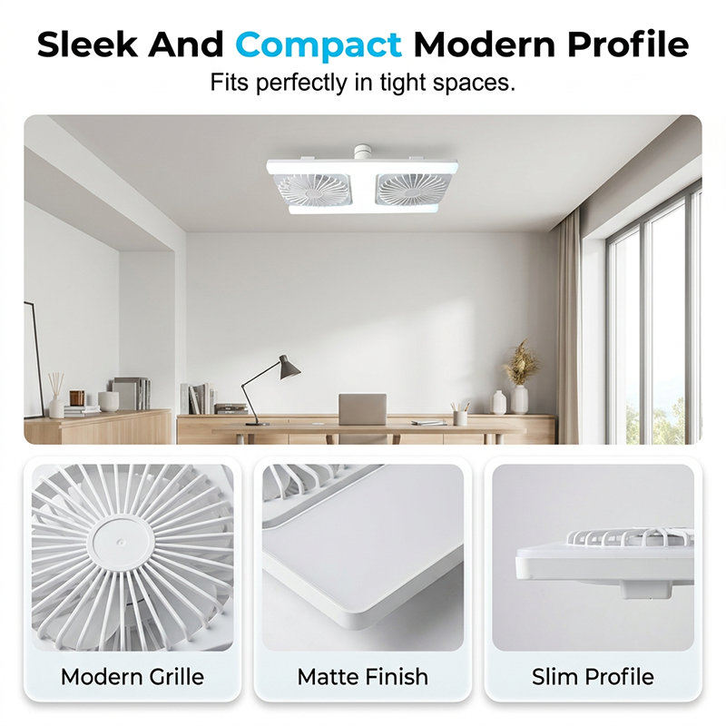 Plafondventilator met dubbele kop en LED-verlichting – modern design met afstandsbediening voor de woonkamer en de slaapkamer