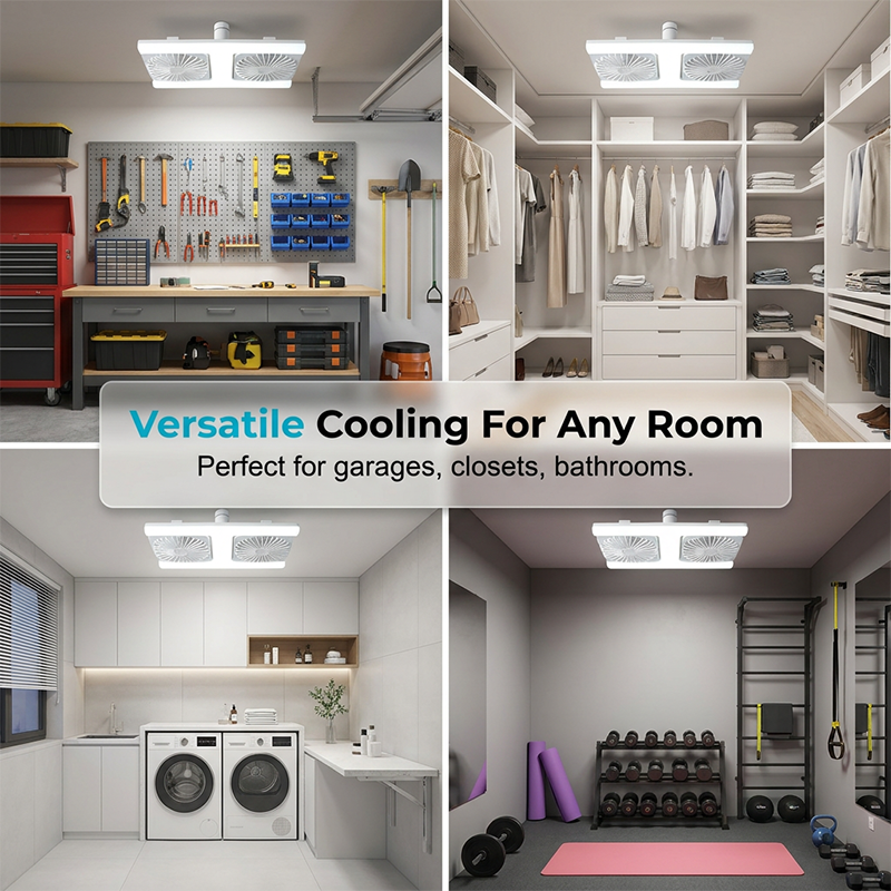 Plafondventilator met dubbele kop en LED-verlichting – modern design met afstandsbediening voor de woonkamer en de slaapkamer
