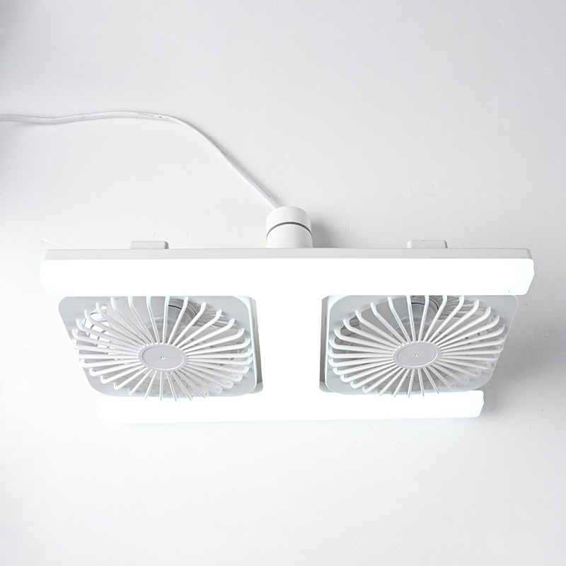 Plafondventilator met dubbele kop en LED-verlichting – modern design met afstandsbediening voor de woonkamer en de slaapkamer