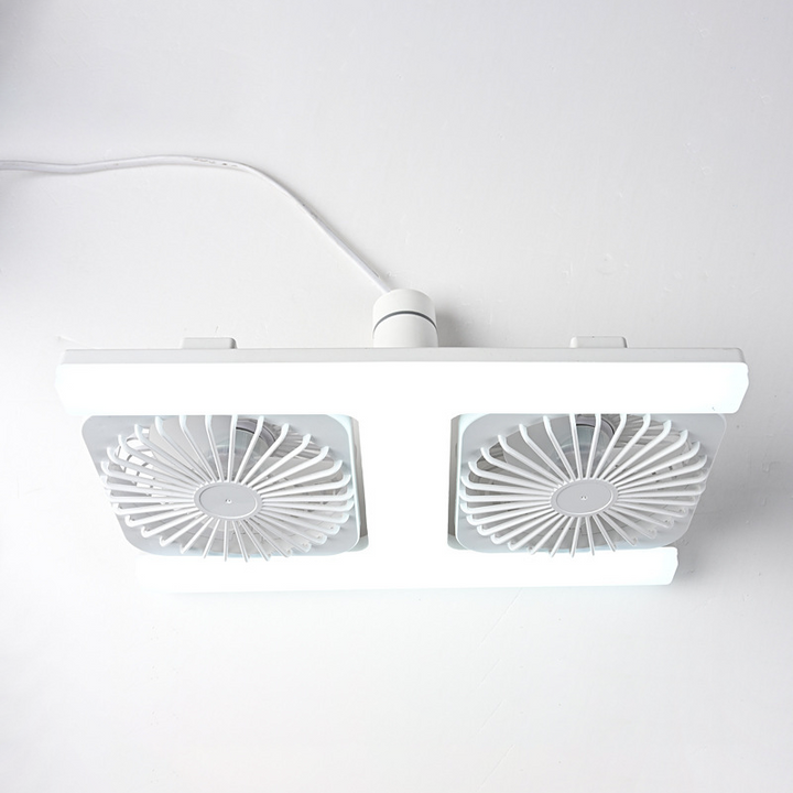 Plafondventilator met dubbele kop en LED-verlichting – modern design met afstandsbediening voor de woonkamer en de slaapkamer