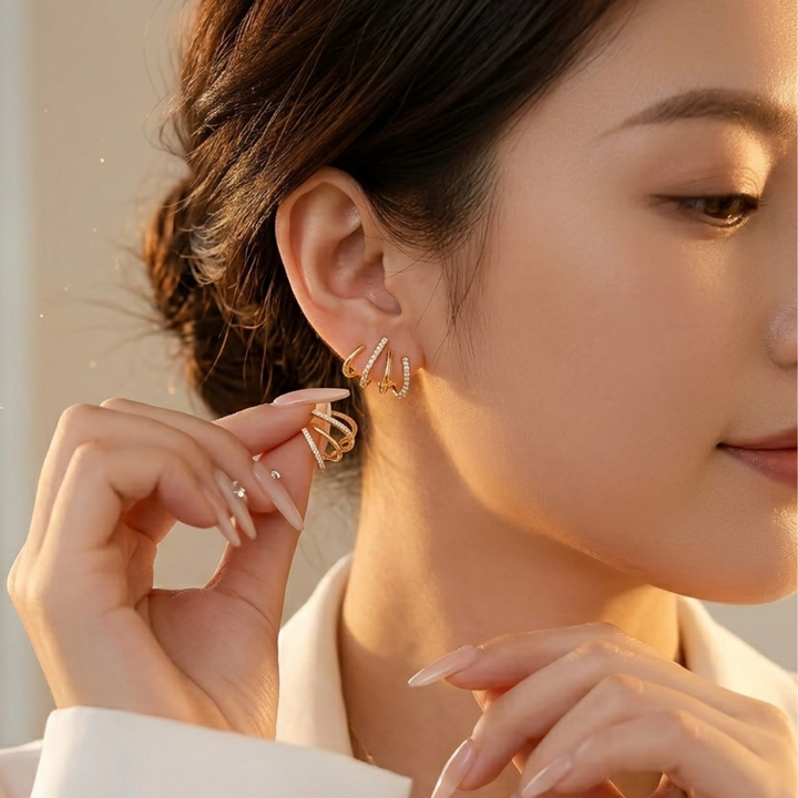 Elegante Gouden Triple Hoop Oorbellen – Tijdloos & Stijlvol