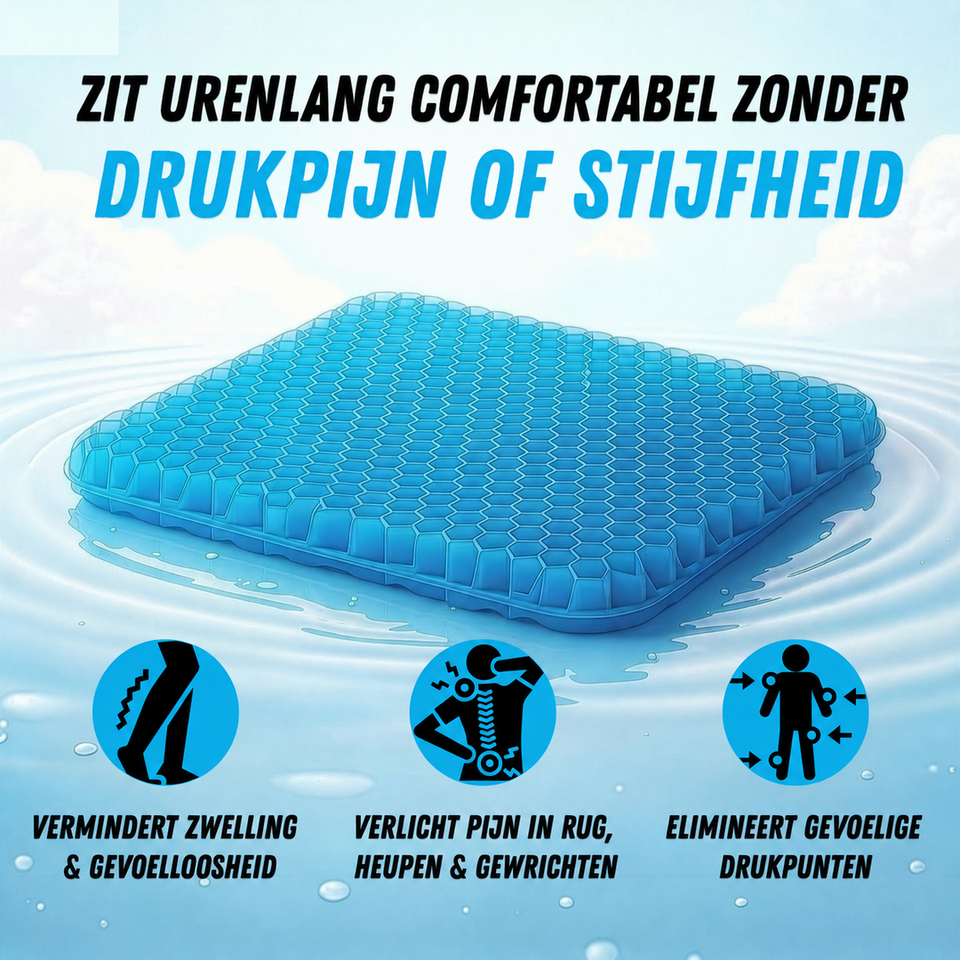 Ergonomisch Gel Zitkussen – Comfort voor Rug, Heupen & Stuitje