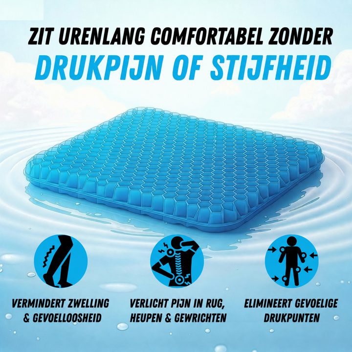 Ergonomisch Gel Zitkussen – Comfort voor Rug, Heupen & Stuitje