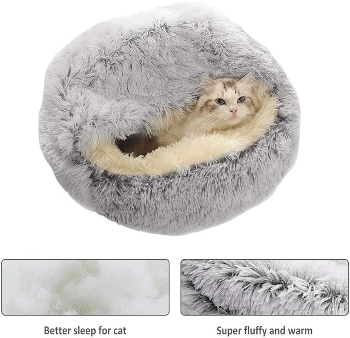 CozyNook Pluche Zacht Hond- en Kattenbed Rond Bed