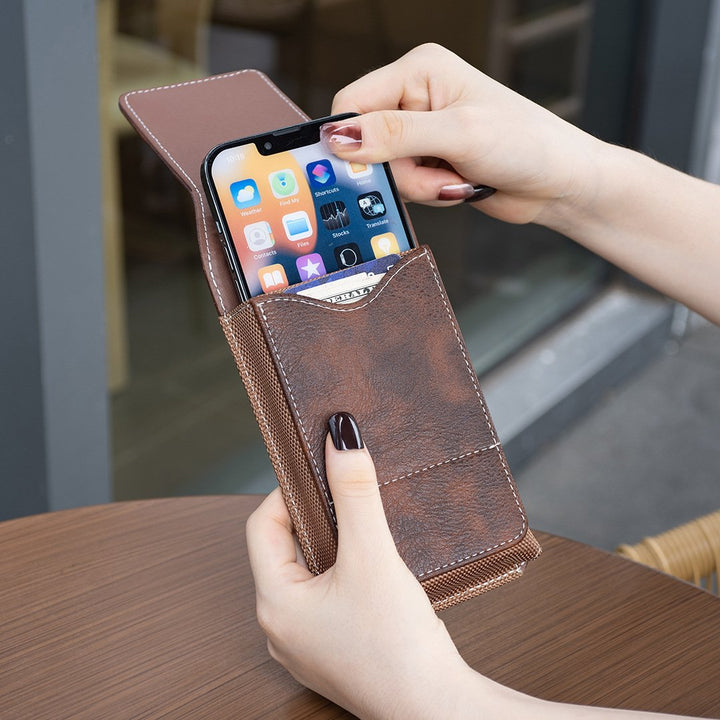 📱Riem Telefoonhouder met Magnetische Sluiting – Stevig Smartphone Holster met Clip, Riemlus & Kaartvak