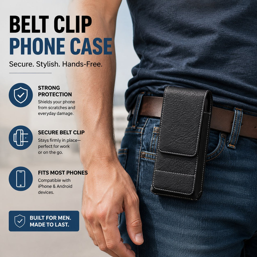 📱Riem Telefoonhouder met Magnetische Sluiting – Stevig Smartphone Holster met Clip, Riemlus & Kaartvak