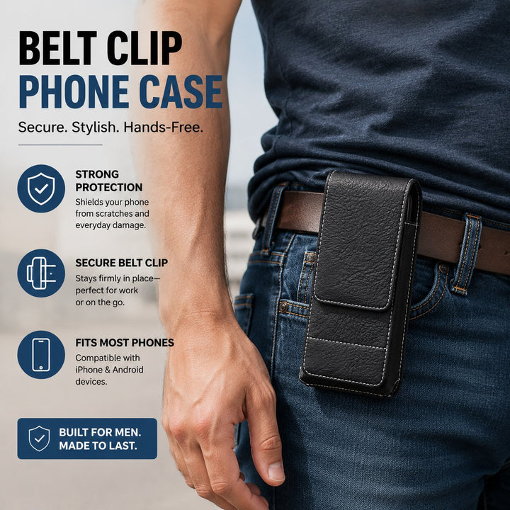 📱Riem Telefoonhouder met Magnetische Sluiting – Stevig Smartphone Holster met Clip, Riemlus & Kaartvak