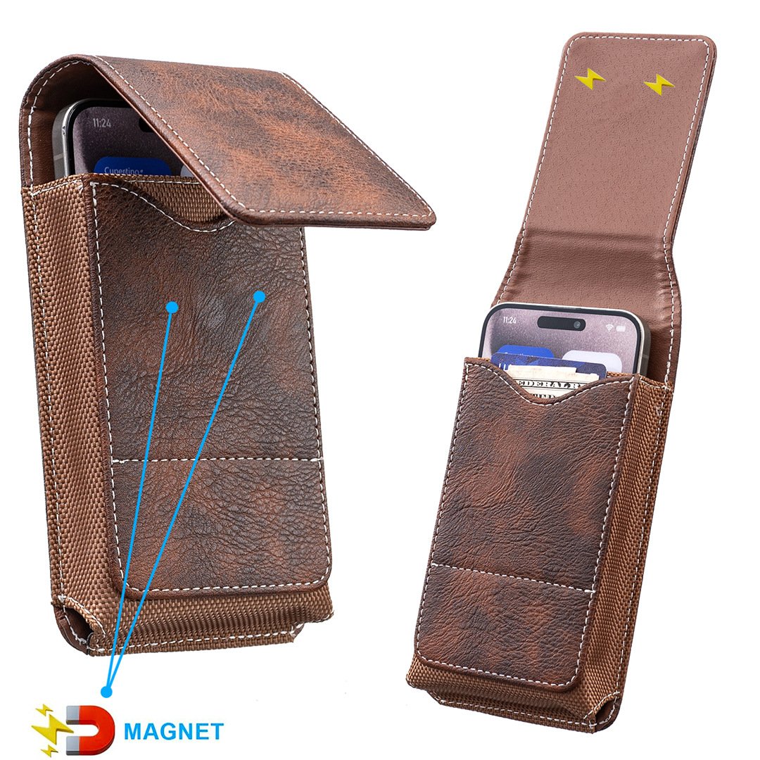 📱Riem Telefoonhouder met Magnetische Sluiting – Stevig Smartphone Holster met Clip, Riemlus & Kaartvak