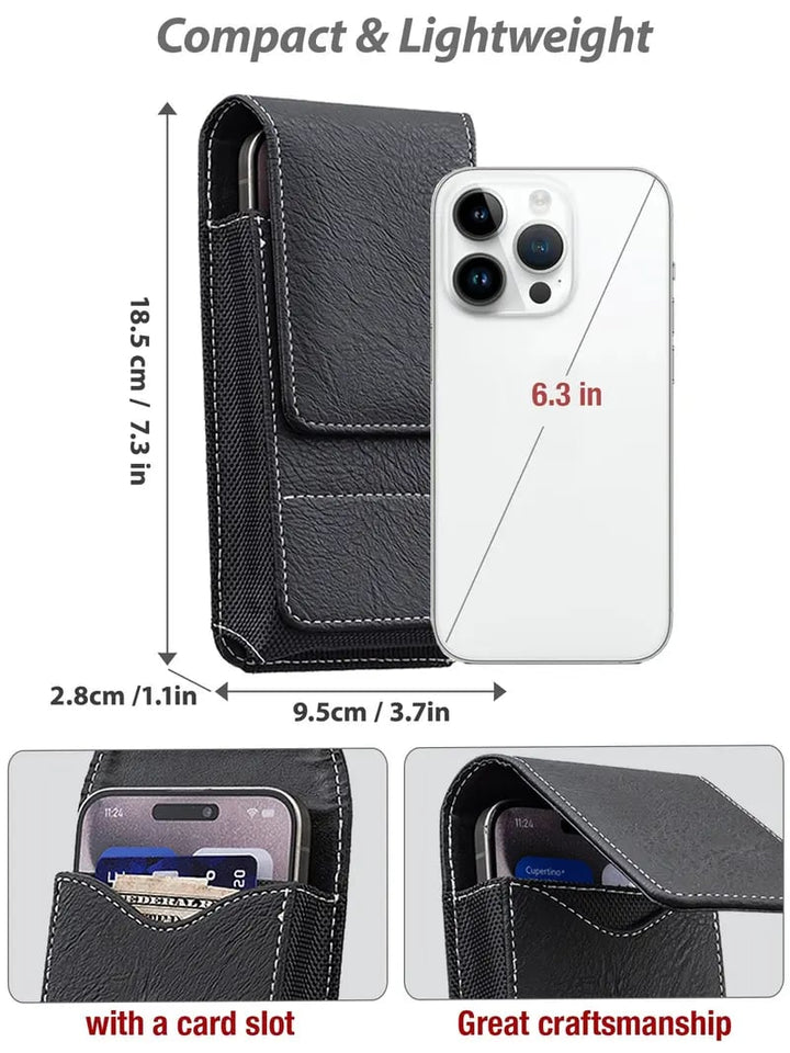 📱Riem Telefoonhouder met Magnetische Sluiting – Stevig Smartphone Holster met Clip, Riemlus & Kaartvak