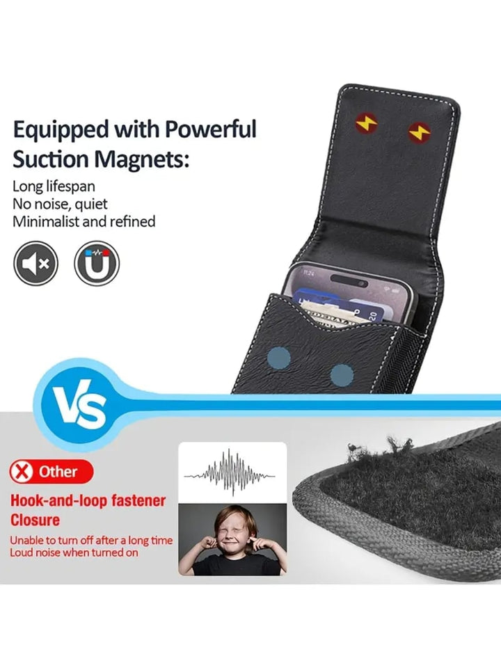 📱Riem Telefoonhouder met Magnetische Sluiting – Stevig Smartphone Holster met Clip, Riemlus & Kaartvak