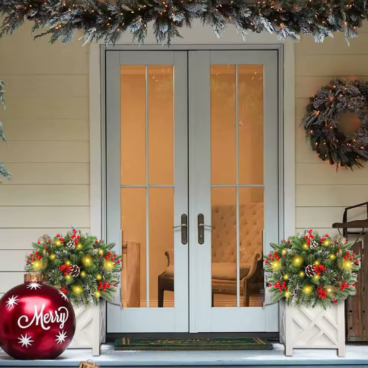 🎄 GlowLeaf™ Lichtgevende Kerstkrans – voor Pot & Decoratie