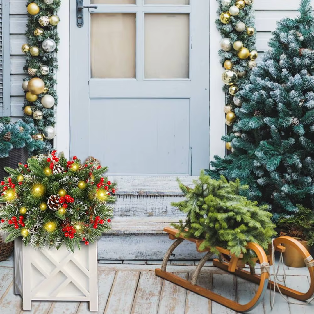 🎄 GlowLeaf™ Lichtgevende Kerstkrans – voor Pot & Decoratie