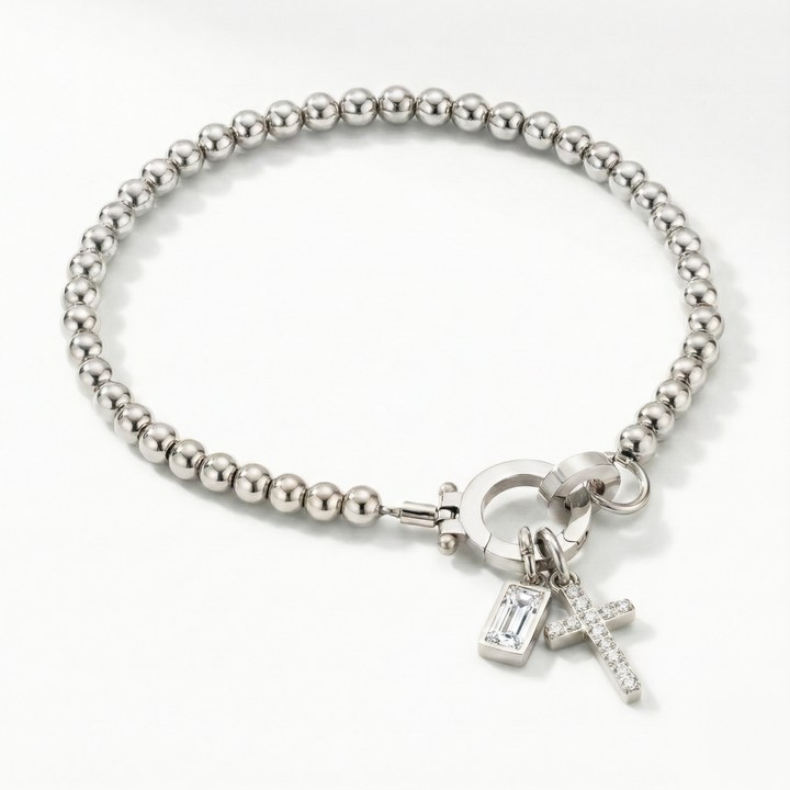 ✨ Geboortesteen Armband met Kruis – Persoonlijk, Elegant & Betekenisvol