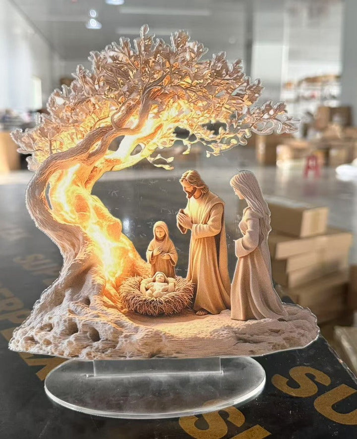 ✨ Heilige Familie – Platte Acryldecoratie met Lichtreflecterend Effect 🌟