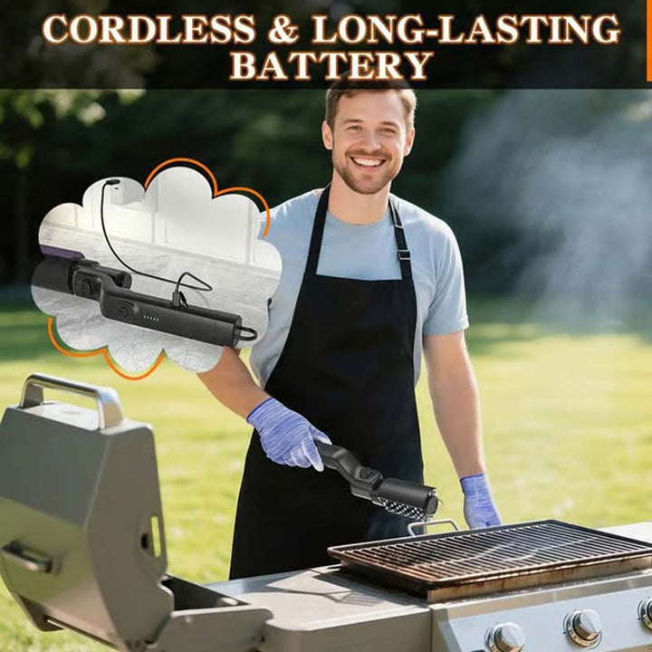 Draadloze BBQ Borstel met Roterende Kop – Snel & Moeiteloos Schoon