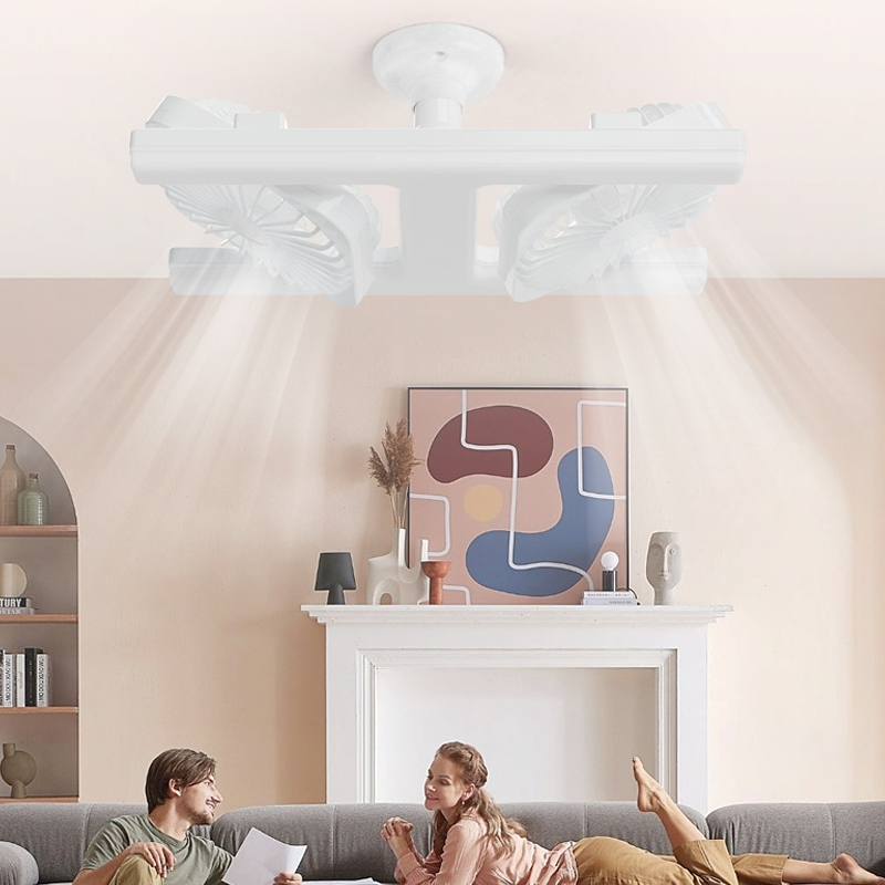 Plafondventilator met dubbele kop en LED-verlichting – modern design met afstandsbediening voor de woonkamer en de slaapkamer
