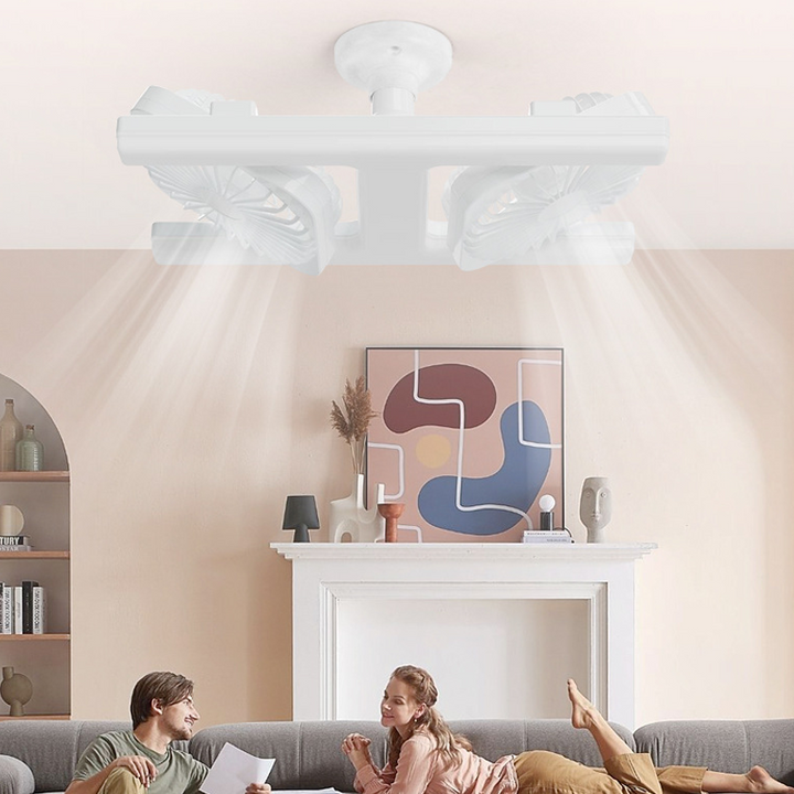 Plafondventilator met dubbele kop en LED-verlichting – modern design met afstandsbediening voor de woonkamer en de slaapkamer