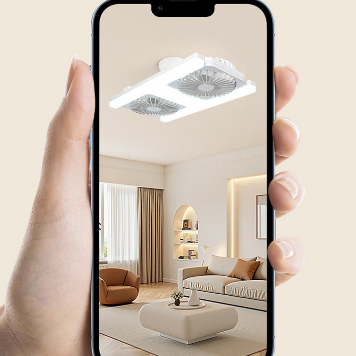 Plafondventilator met dubbele kop en LED-verlichting – modern design met afstandsbediening voor de woonkamer en de slaapkamer