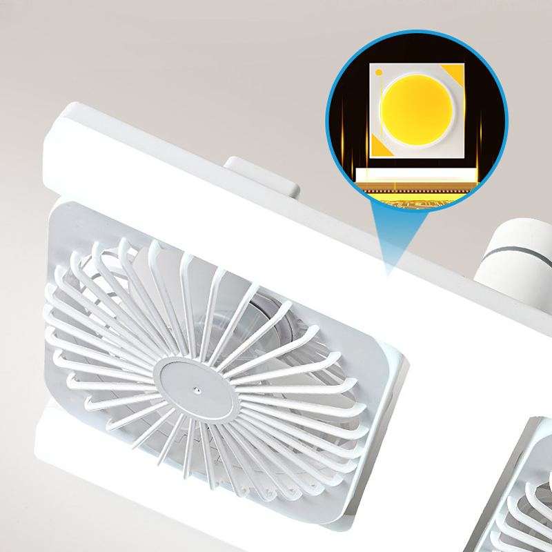 Plafondventilator met dubbele kop en LED-verlichting – modern design met afstandsbediening voor de woonkamer en de slaapkamer